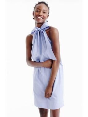 J.CREW Women’s Super Cute Cotton Oxford Cotton Tie Neck Dress-Size 10